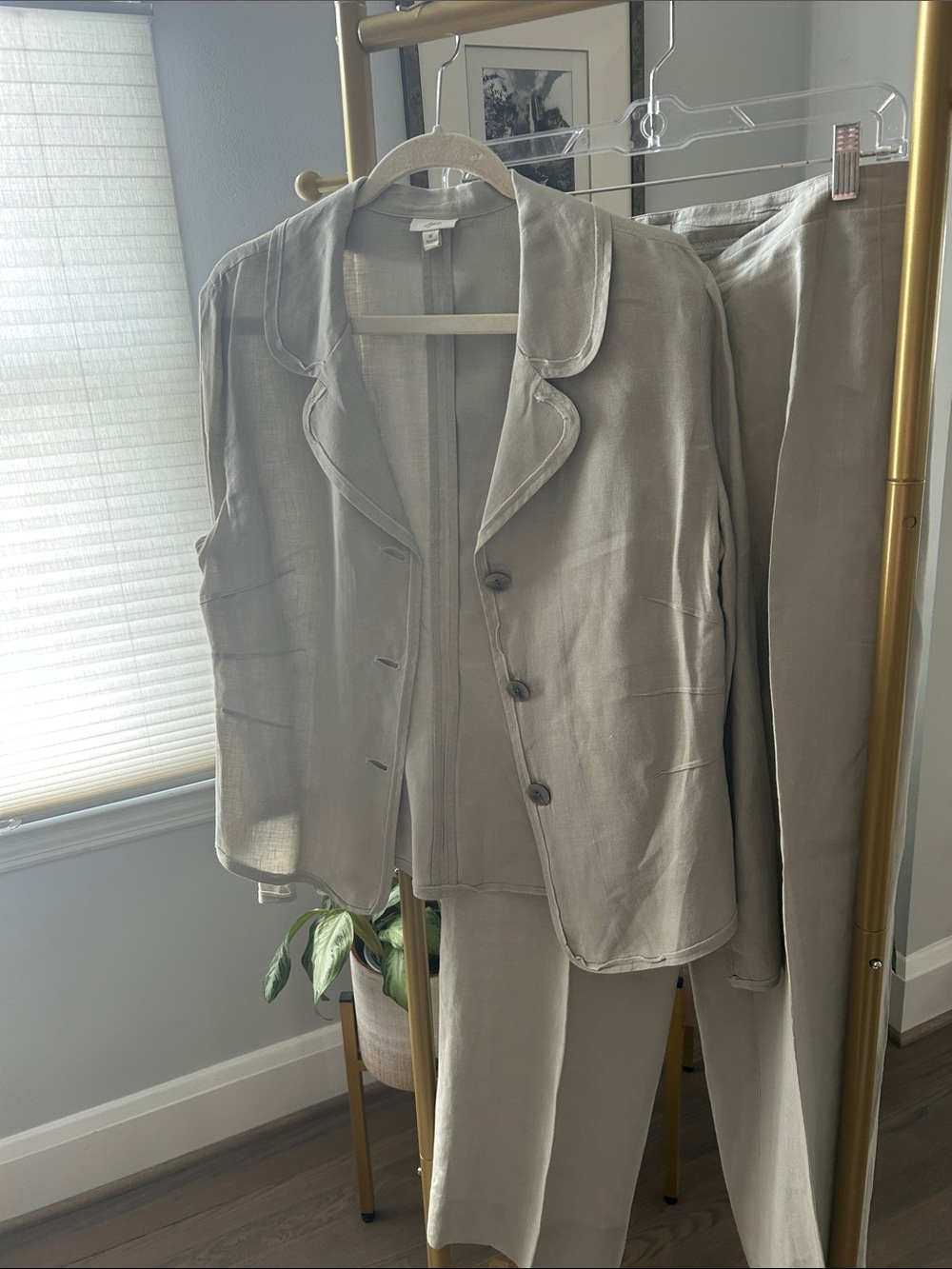 J. Jill Women's Light Taupe Linen-Blend Suit Set